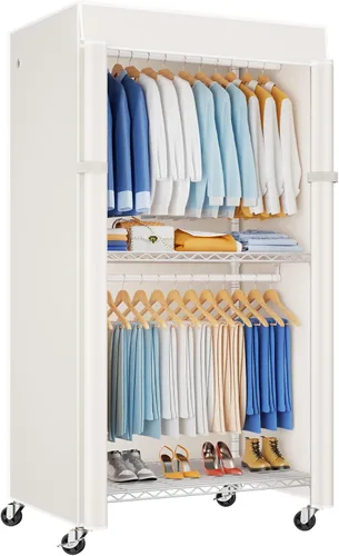 Vista 14 de ULIFHOME P8C Pro Heavy Duty Clothes Rack（With Extended Width Design） Rolling Clothing Racks for Hanging Clothes with Lockable Wheels，42" W x 15.8" D