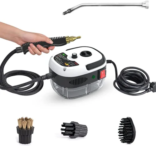 Limpiador de vapor portátil de mano, 2500 W, vapor 105C, presión de 3 BAR, tanque de 33.8 fl oz, ajuste de 6 posiciones, piso, fregadero, automóvil,