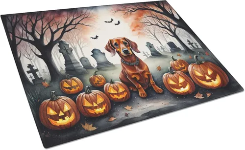 Vista 32 de Caroline's Treasures DAC2001LCB Affenpinscher - Tabla de cortar de vidrio de Halloween espeluznante, grande, decorativa, de vidrio templado, tabla
