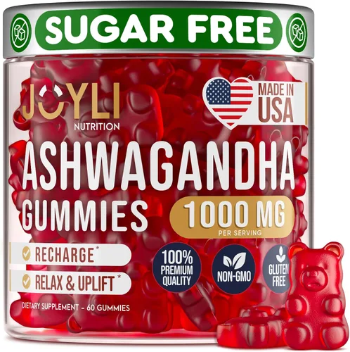 Gomitas de Ashwagandha para Mujeres y Hombres - Gomitas Naturales Calmantes con Extracto de Raíz de Ashwagandha, Vitamina C y Zinc - Suplemento
