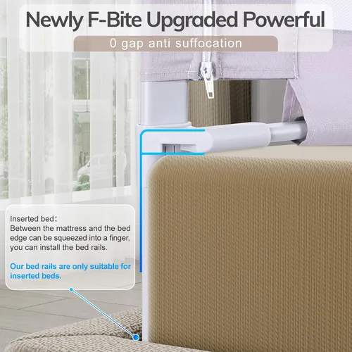 Vista 3 de omzer Barandillas de cama de 3 piezas para cama Queen – Riel de cama ajustable en altura para niños pequeños con bloqueo doble para niños, riel