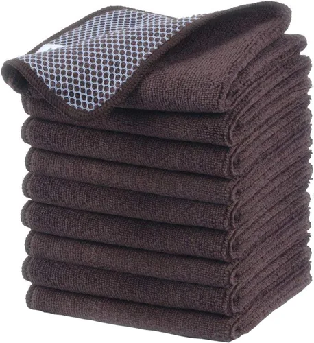 Vista 24 de KinHwa Paños de Cocina para Platos de Microfibra Absorbente de Secado Rápido con Lado de Fregado Poly Scour Ideal para Limpieza de Cocina