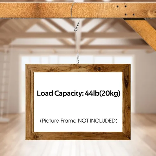 Vista 6 de Juego de 2 marcos de espejo de alambre ajustable para colgar cuadros, 2 unidades, cuerda de acero inoxidable resistente para colgar espejos, lámpara