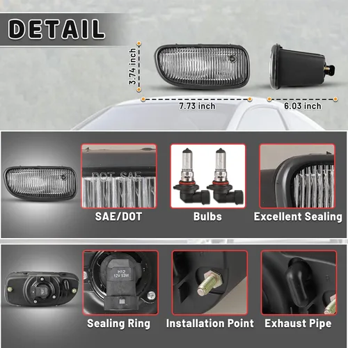 Vista 3 de AUTOWIKI Luces antiniebla aptas para Jeep Grand Cherokee 1999 2000 2001 2002 2003 con bombillas halógenas 1 par