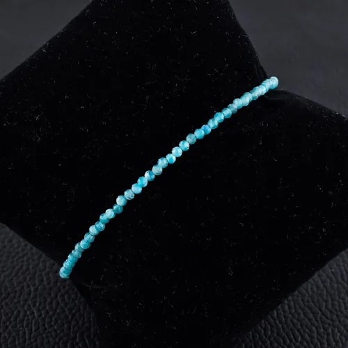 Vista 4 de Natural Gemstone Micro Round Beads Dainty Choker Bangle Bracelet, Handmade Jewelry for Women, Healing Chakra Crystals Silver Plated Chain 8 inch