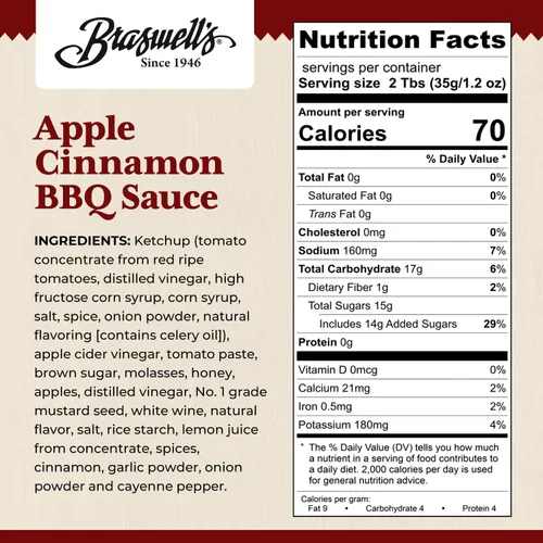 Vista 2 de Braswell 299477 Salsa de 13.5 oz de manzana y canela Barbacoa – Paquete de 6