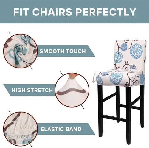 Vista 3 de SearchI Juego de 2 fundas para taburetes de bar, fundas de asiento de taburete elásticas y lavables, fundas para sillas de altura de mostrador