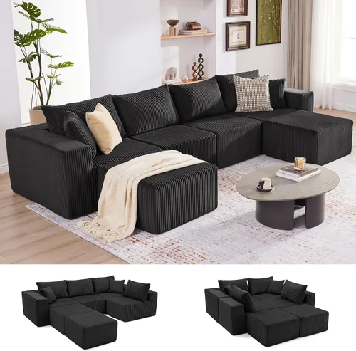 Vista 24 de Weture 95''Modular Sectional Sofa with 1 Chaise and 1 Ottoman, Boneless couches for Living Room Furniture,Comfort U Shaped Sofa， Deep Seat Corner