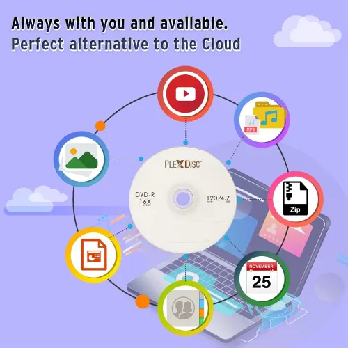 Vista 4 de PlexDisc DVD-R 4.7GB 16x Logo Branded Disco de medios grabables - 100 discos husillo (FFP) 632-815-BX