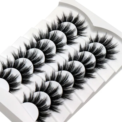 Vista 15 de Losha Lashes Pestañas Postizas Wispy 7 Pares de Pestañas Naturales de Ojo de Gato Kit con Pegamento para Pestañas y Pinzas para Pestañas Pestañas