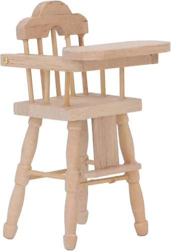 Vista 9 de 112 Casa de muñecas Silla de comedor para bebé, sillas altas en miniatura, casa de muñecas, silla alta de madera, muebles en miniatura plegables