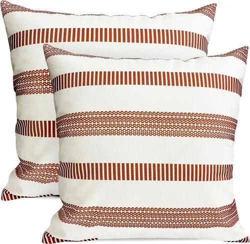Vista 59 de Juego de 2 fundas de almohada decorativas negras boho 16x16 pulgadas, fundas de almohada de lino modernas estilo bohemia campestre para exteriores