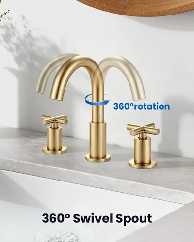 Vista 4 de gotonovo - Grifo para lavabo de baño de 8 pulgadas, 3 agujeros Dorado