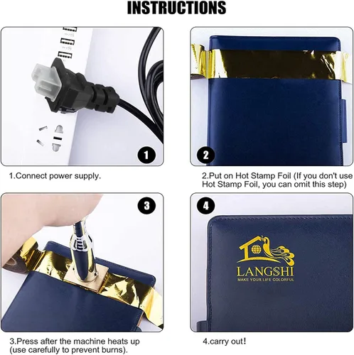 Vista 4 de Hierro eléctrico personalizado de madera para madera, sello de calor personalizado con logotipo de pastel de 350 W con cabeza de latón y mango