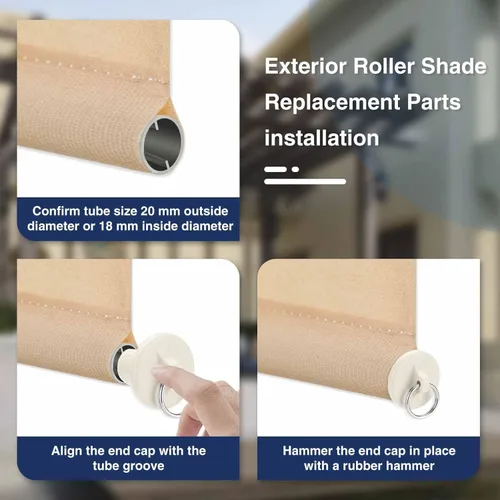 Vista 8 de Piezas de repuesto para sombra, correas elásticas y tapa de extremo con kit de anillo, resistencia a la intemperie, compatible con Coolaroo
