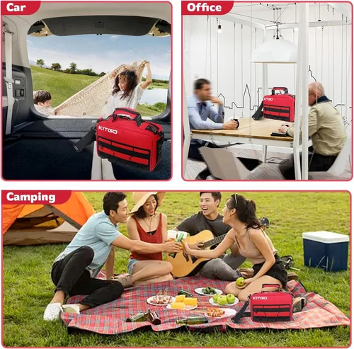 Vista 6 de Kit de primeros auxilios grande, sistema Molle desmontable multiusos kit médico de emergencia para el hogar, coche, camping emergencia al aire libre.