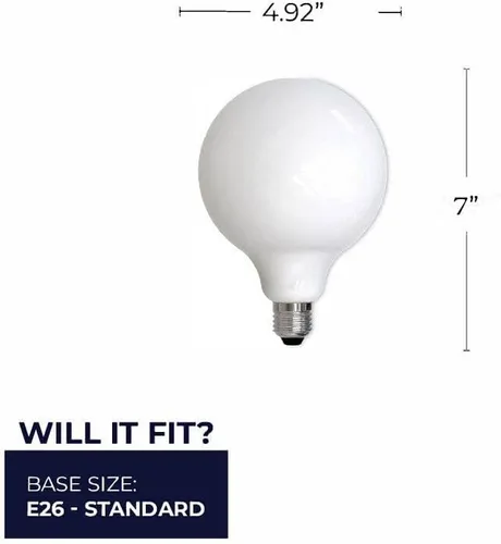 Vista 2 de Bulbrite Bombillas LED G40 de vidrio lechoso regulables de 8,5 vatios con base de tornillo medio (E26) 2700K (luz blanca cálida), 800 lúmenes