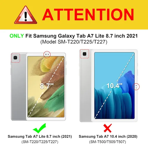 Vista 2 de Fintie Funda híbrida delgada para Samsung Galaxy Tab A7 Lite de 8.7 pulgadas modelo 2021 (SM-T220/T225/T227), a prueba de golpes con carcasa trasera