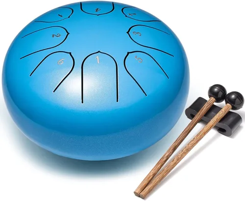 Lronbird Percusión de tambor de lengua de acero, instrumentos musicales de 6 pulgadas, 8 notas, regalos musicales para familiares y amigos (azul)