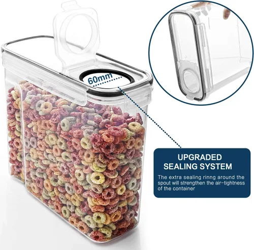 Vista 4 de MCIRCO - Juego de 6 recipientes herméticos para almacenamiento de alimentos (4 litros/135.2 onzas), dispensador de cereales con herramientas