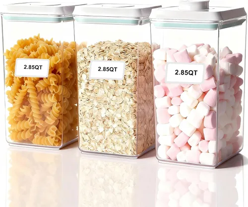 Vista 11 de Recipientes herméticos apilables con tapas, almacenamiento hermético de alimentos, recipientes de almacenamiento de despensa de cocina