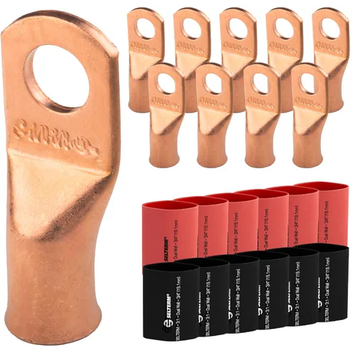 Vista 72 de SELTERM - 5 terminales de anillo resistentes para cable de batería, calibre 1/0 AWG, pernos de 1/2 pulgadas, terminales de calibre 0, ojales