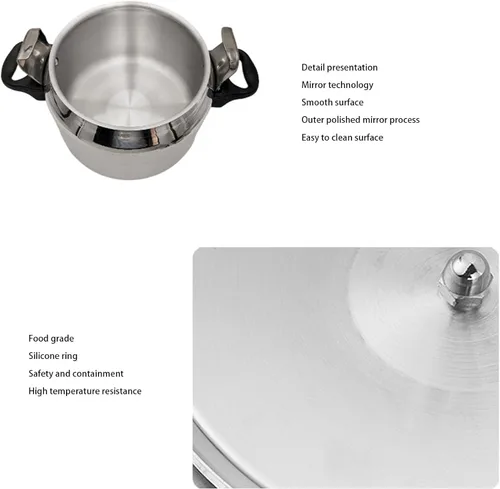 Vista 9 de Pomya Olla a presión, aleación de aluminio 3L, gran capacidad, doble fondo, fácil de abrir, compatibilidad universal para estufas