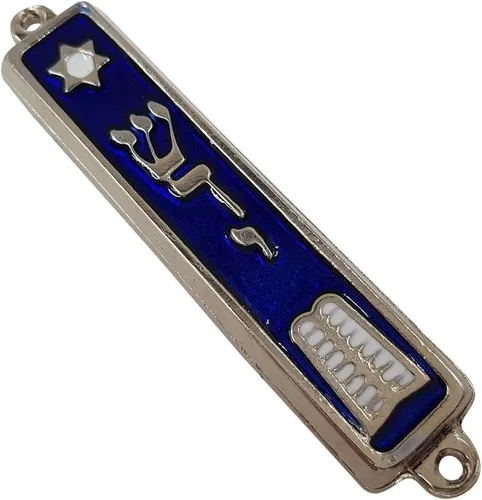 Vista 4 de TALISMAN4U Mezuza para puerta de Israel Judaica de los Diez Mandamientos, con pergamino, esmalte plateado