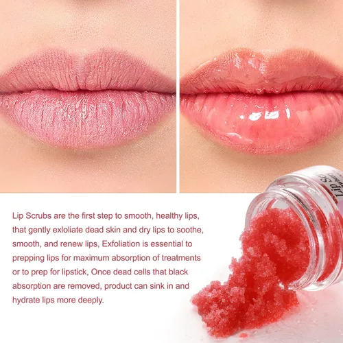 Vista 5 de Exfoliante y reparación de labios de fresa, exfoliante e hidratante para labios agrietados, secos y escamosos