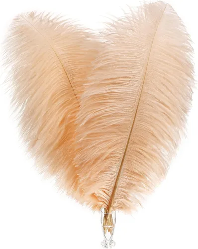 Vista 14 de Soarer Plumas de avestruz beige a granel, 30 piezas de 8 a 10 pulgadas para centros de mesa de boda, decoración del hogar y manualidades (beige)