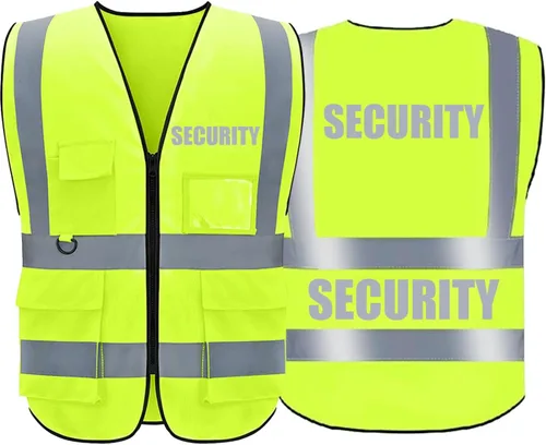 Vista 15 de BeautyWill Chalecos de seguridad de alta visibilidad clase 2 con certificación ANSI Chaleco de trabajo de seguridad con cremallera frontal