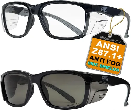 Vista 14 de HTS HUNTERSKY E60 Gafas de seguridad antivaho con protectores laterales ANSI Z87 Protección ocular para laboratorio y química gafas de protección