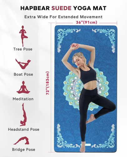 Vista 2 de HAPBEAR Large Yoga Mat - 72"x36" Extra Wide Exercise Mat - 1/4" Thick Dual Color PVC Anti-Slip Surface & High Cushioning - Ideal for Yoga, Pilates