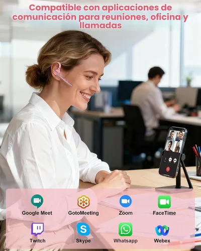 Vista 3 de New Bee Auriculares Bluetooth V5.1 72H Hablar Time Dual Mic con botón de silencio para negocios, auricular Bluetooth inalámbrico manos libres