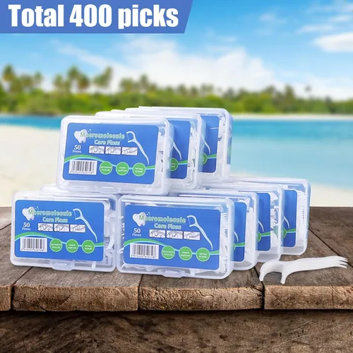 Vista 2 de 400 unidades de palillos de hilo dental – Palillos con palillo incorporado para limpieza profunda, mango cómodo para eliminar la placa y proteger