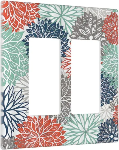 Vista 117 de Cubierta de interruptor de luz bohemio de hoja verde de mediados de siglo, bohemio, tropical, de 2 cuadrillas, combinación decorativa, placa