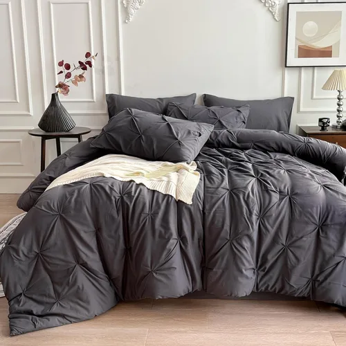 Vista 9 de Maple&Stone Juego de edredón tamaño Queen color beige, 7 piezas en una bolsa, juegos de ropa de cama con edredón, sábanas, fundas de almohada