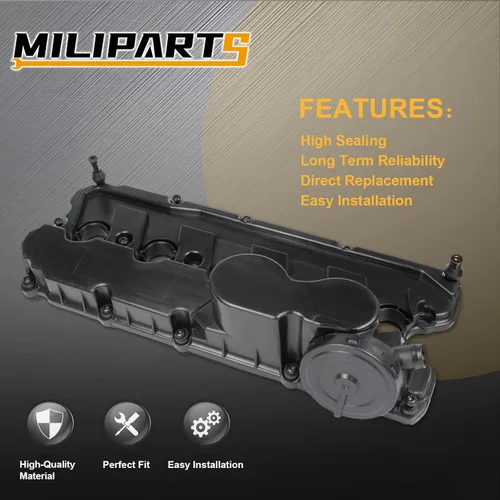 Vista 4 de Cubierta de válvula de motor compatible con Volkswagen Jetta Beetle Golf Passat Rabbit SportWagen 2.5L 5 cilindros sustituye a la parte 07K103469L