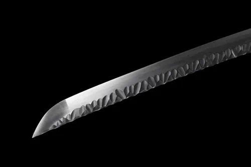 Vista 7 de HERO SWORD Espada japonesa Oda Nobunaga Tachi de acero de Damasco con patrón de piedra de hoja samurái, espada completa de oro verde muy afilado