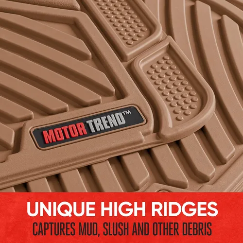 Vista 4 de Motor Trend FlexTough™ Baseline - Alfombrillas de goma con forro de carga para maletero, juego combinado delantero y trasero que se adapta a