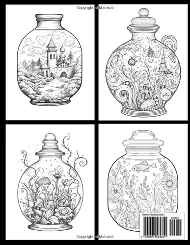 Vista 2 de 101 Magic Jars Coloring Book Mindfulness Coloring Gift with Stress Relieving Coloring Pages Featuring Relaxing Landscapes, Mindful Flowers, and