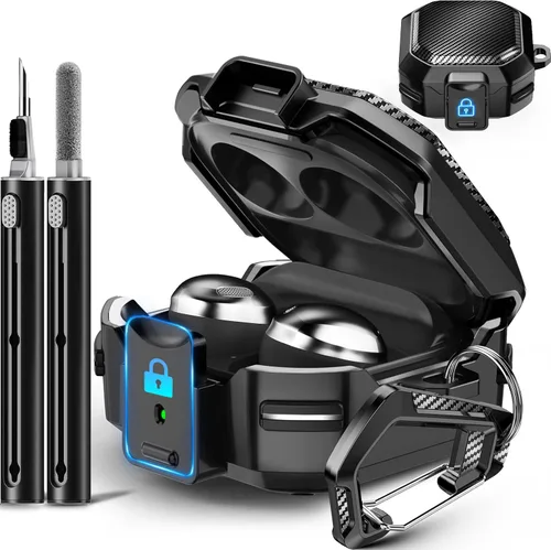 Vista 13 de Galafoki Fundas de fibra de carbono con bloqueo para Samsung Galaxy Buds FE (2023), Galaxy Buds 2 Pro Case 2022, Bud Pro 2021, Bud 2 2021, Bud Live