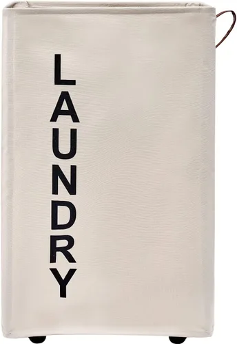 Vista 10 de Cesta de Ropa Sucia Rodante Grande de 70L - Cesta Alta y Estrecha con Ruedas, Contenedor Delgado para Ropa, 27.5" Beige