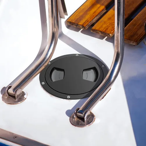 Vista 8 de Placa redonda de cubierta de 5 pulgadas, escotilla de inspección antideslizante, cubierta de escotilla de puerto de acceso marino con tornillos