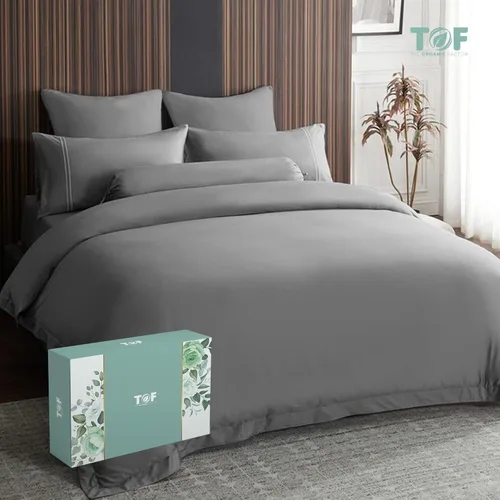 Vista 2 de Fundas de edredón tamaño Queen Funda de edredón gris Queen Edredón orgánico matrimonial Queen de 400 hilos, algodón de fibra larga, tejido