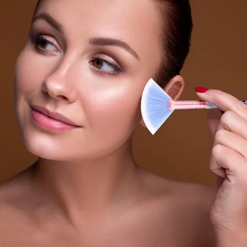 Vista 5 de Juego de 7 brochas de maquillaje, brochas de maquillaje con brillo de cristal, cepillo profesional para mezclar con mango de lentejuelas, lindo