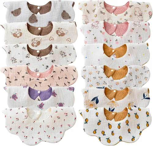 Vista 22 de Baberos de muselina para bebés, baberos para babero de dentición para bebé niña o niño de muselina de algodón
