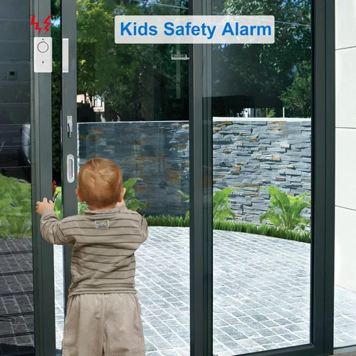 Vista 5 de Sensor de alarma de puerta, alarma para puertas al abrir, alarma de puerta de ventana de 120 DB, alarmas de puerta para seguridad de los niños