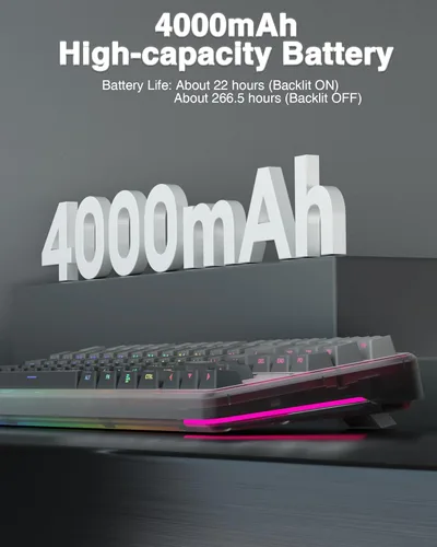 Vista 7 de AULA Teclado mecánico inalámbrico F87 Pro, Tri-Mode BT5.02.4GHzUSB-C teclado personalizado intercambiable en caliente, interruptores prelubricados