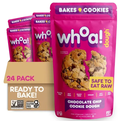 Vista 28 de Whoa Dough Masa Lista para Hornear de Galletas Sabor Brownie – Certificada Sin OGM, Kosher, Sin Gluten – Masa para Snack a Base de Plantas Hecha